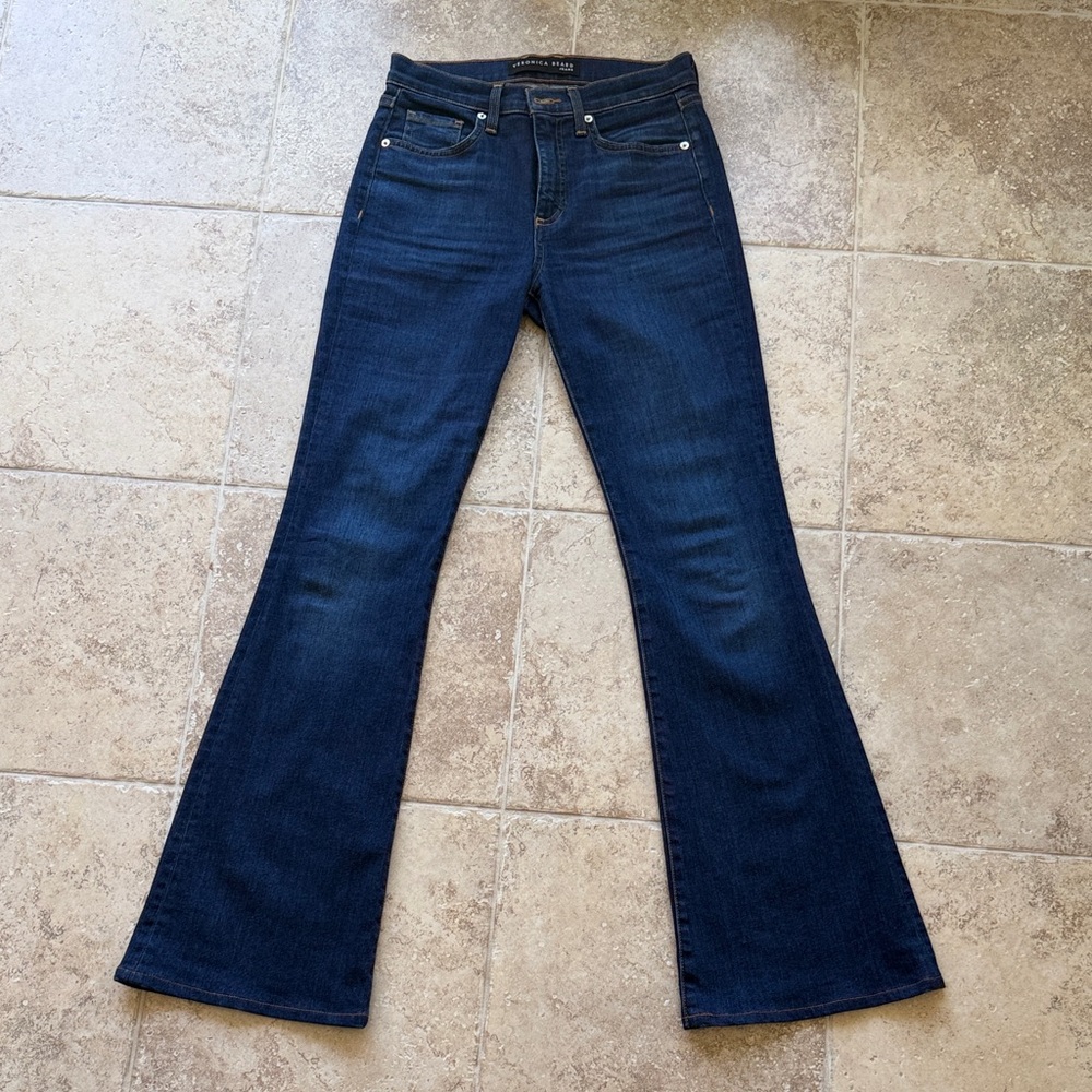 Veronica Beard Beverly Skinny Flare High Rise Jeans 26/2 Mineral Blue